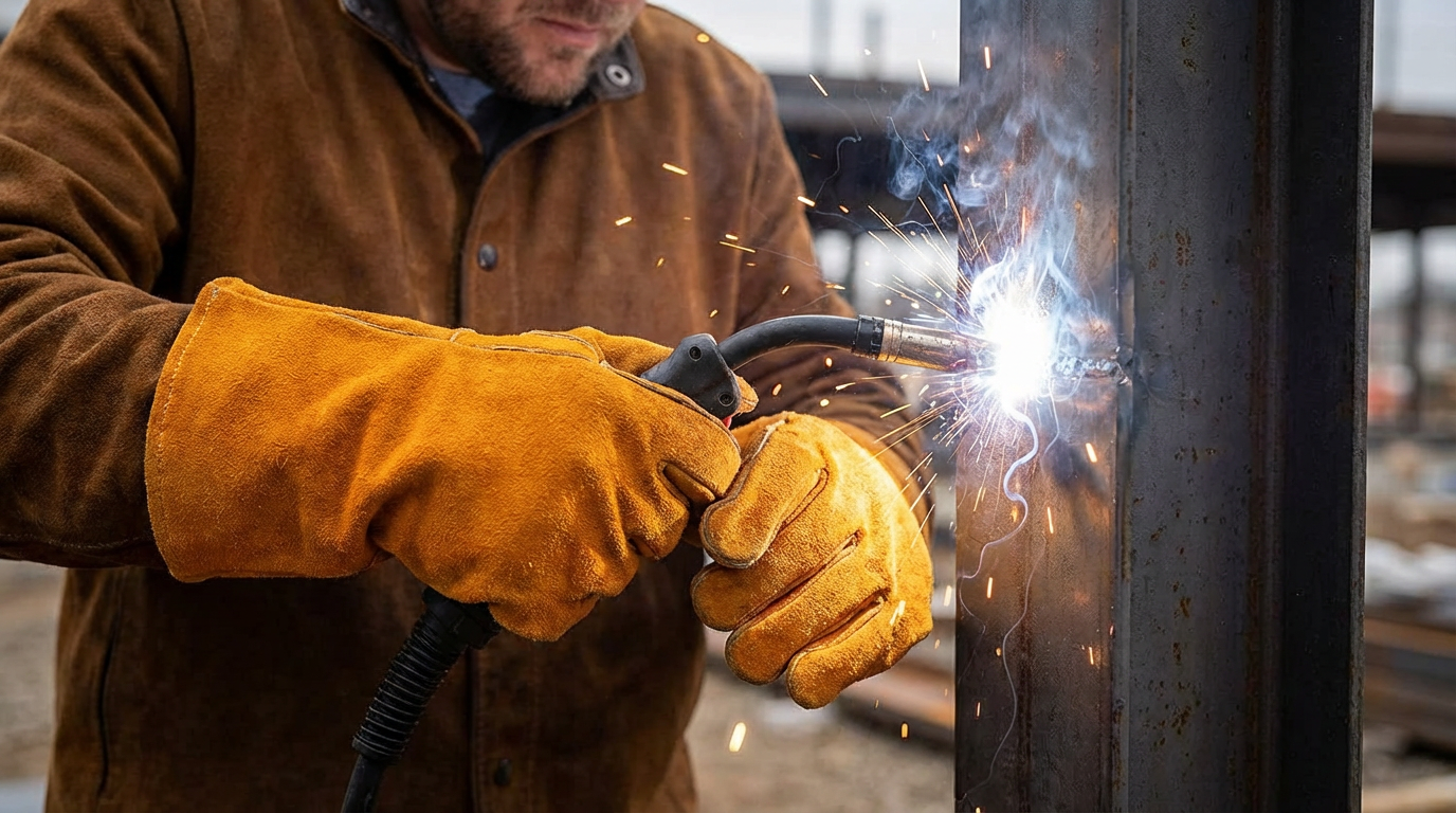Jobsite‑Ready 14" Orange Welding Gloves